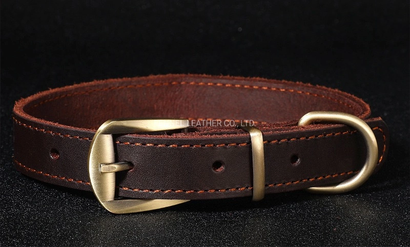 Manufacture Factory OEM High Quality Leather Dog Collar Solid Belt Strap Strong and Durable Pet Accessories Strap Customized Different Size Pet Collar (E1000)